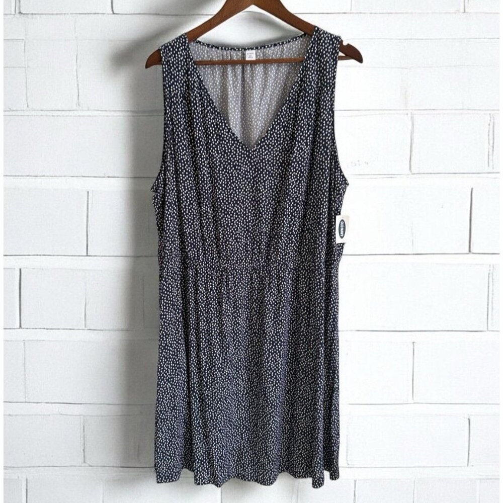 Old Navy Women’s Dress Blue and White Polka Dot Fit and Flare sz XXL Cottage